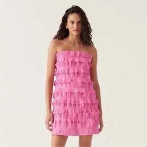 NWT AJE PINK PALLADIUM RUFFLED MINI DRESS. Size 10